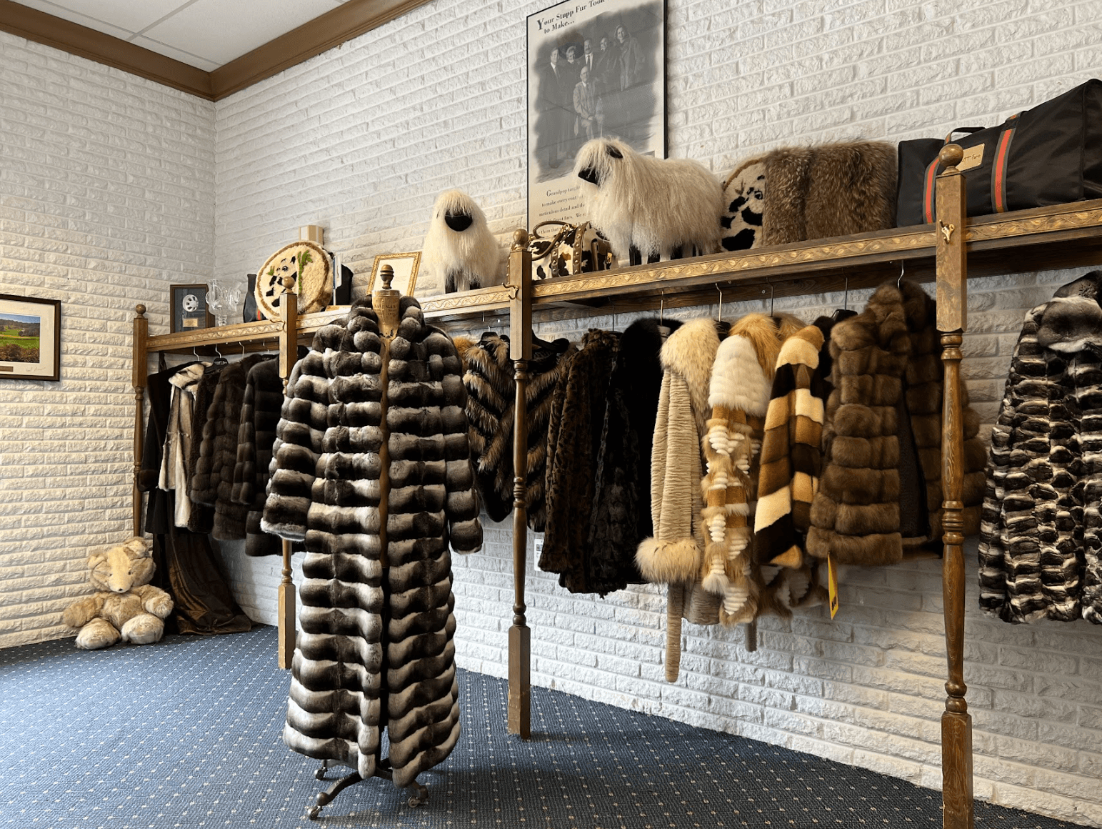 Fur coats hanging up