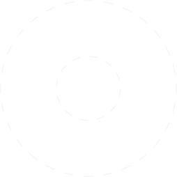 Abstract pixel art showing two concentric white rings on a black background, with the inner ring having a dotted outline.