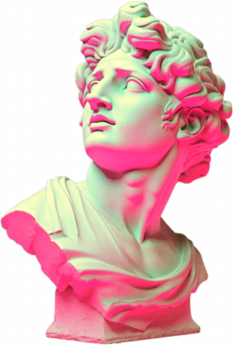 OMNIUX Header image - a roman bust with loud popping colors