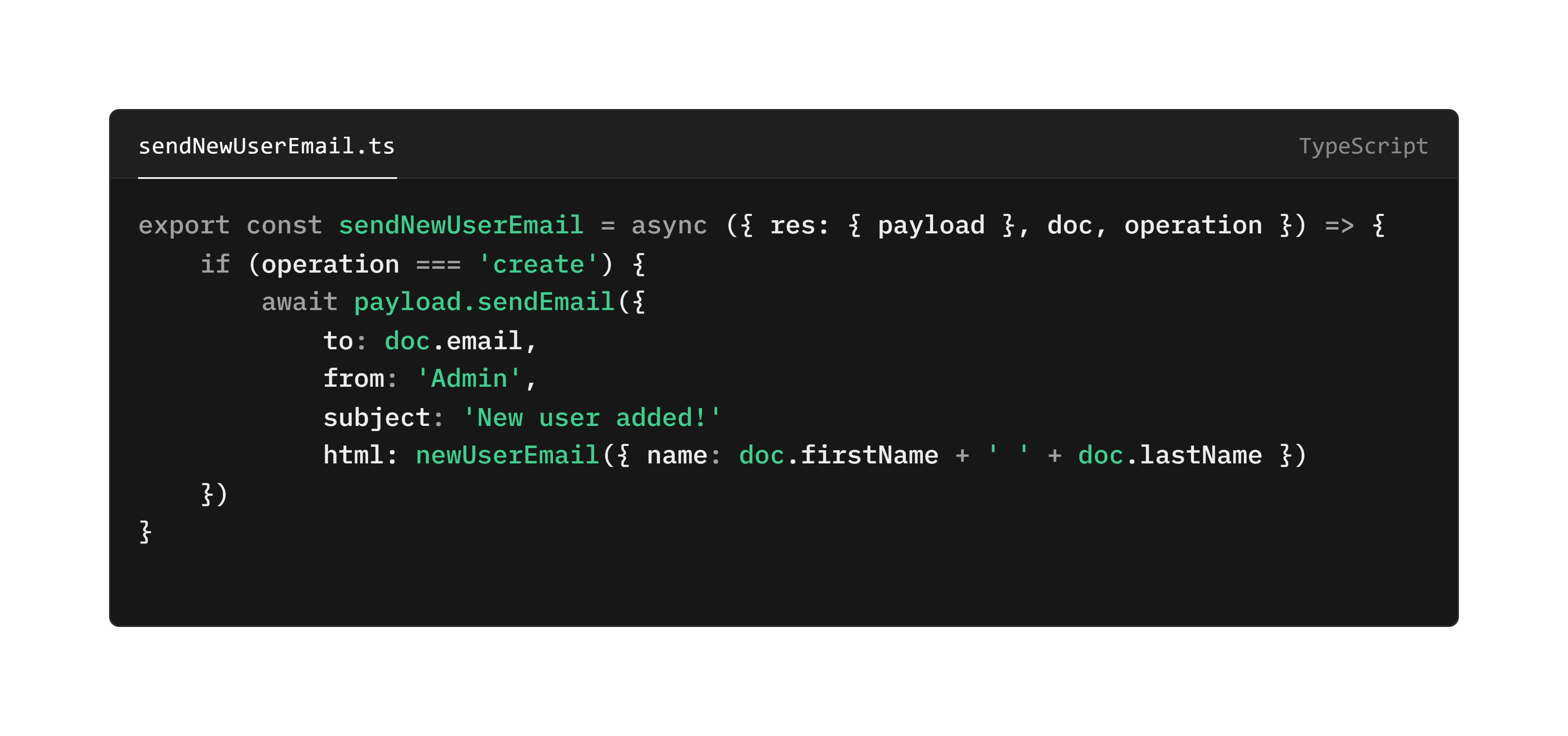 Send new user email code